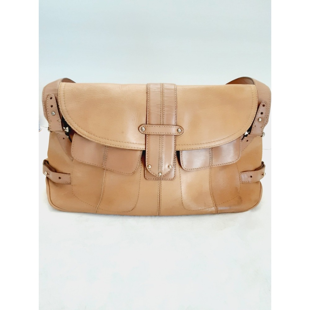 liz claiborne purse shoulder Handbag tan Cow Hide leather Vintage Style Bag